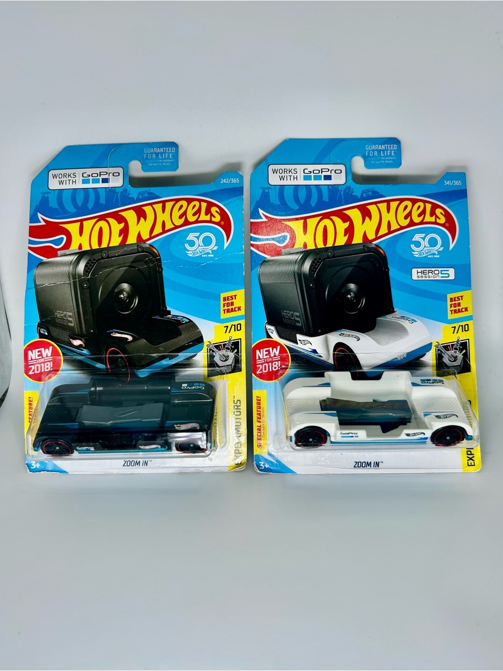 Hot Wheels Experimotors Lot Of 2x - Zoom In Black & White GoPro Track Camera Car